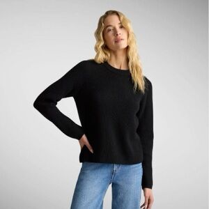 Quince Cashmere Fisherman Crewneck Sweater Black Small NWT